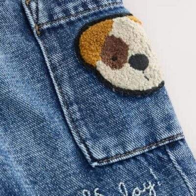 Mid Blue Dog Cargo Jeans