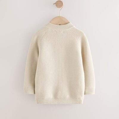 Neutral Bear Zip Through Cardigan