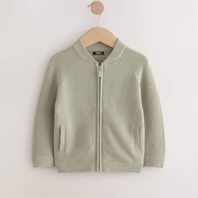Sage Green Zip Through Cardigan