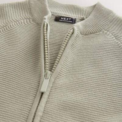 Sage Green Zip Through Cardigan