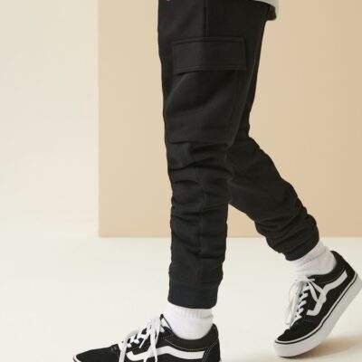 Black Slim Fit Cargo Rich Joggers
