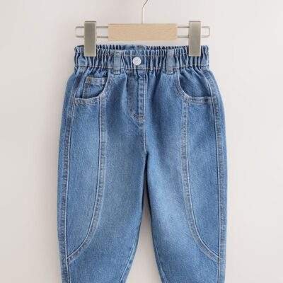 Mid Blue Denim Barrel Jeans