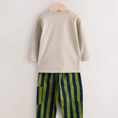 Blue/Green Farm Long Sleeve T-Shirt & Trousers Set