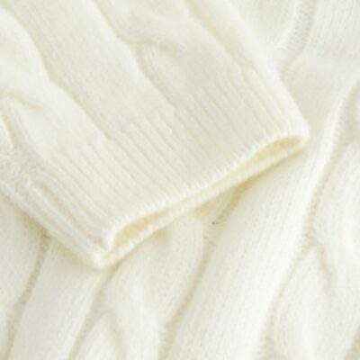Ecru White Cable Knit Crew Neck Jumper