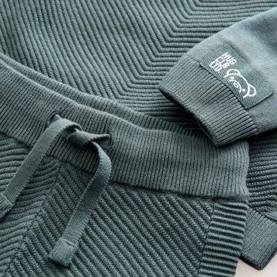 Blue Knitted Hoodie and Jogger Set