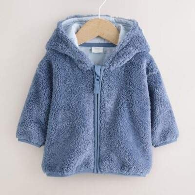 Navy Fleece Zip Through Baby Jacket