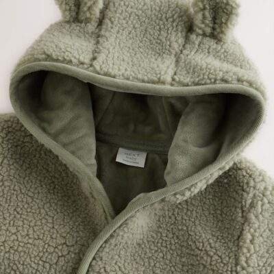 Sage Green Hooded Baby Borg Jacket
