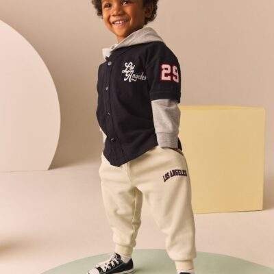 Black/White Varsity Hoodie and Joggers Set