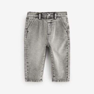 Grey Denim Pleat Front Jeans