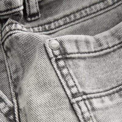 Grey Denim Pleat Front Jeans