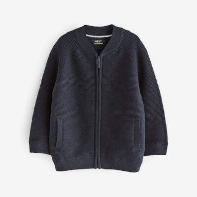 Navy Zip Through Cardigan