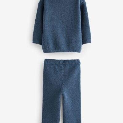 Navy Blue Knitted NYC Varsity Jumper and Joggers Set