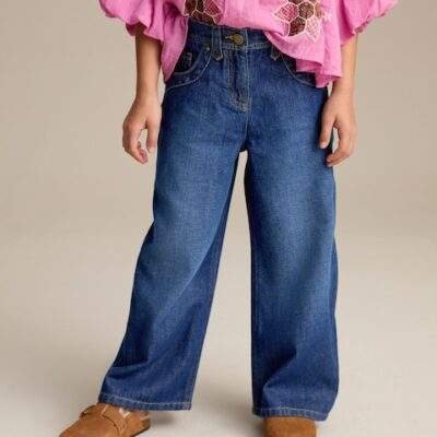 Dark Inky Wash Wide Leg Jeans