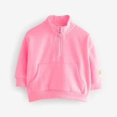 Bright Pink Quarter Zip Sweatshirt