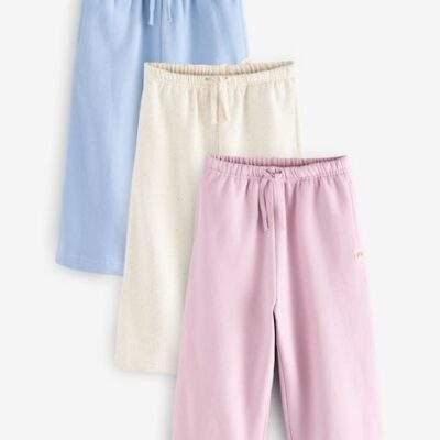 Pink/Blue/Oatmeal Wide Leg Joggers 3 Pack