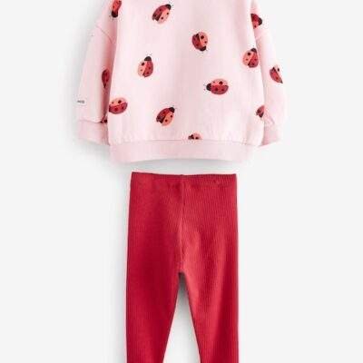 Pink/Red Ladybird Sweatshirt and Leggings Set
