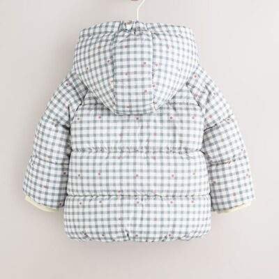 Grey Gingham Hooded Baby Padded Jacket