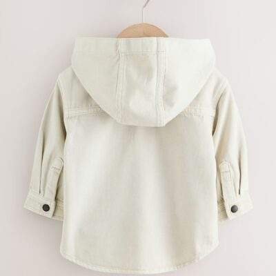 Ecru Bear Twill Hooded Overshirt and T-Shirt Set