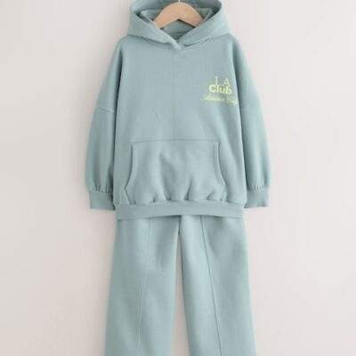 Blue Hoodie and Wide Leg Joggers Set
