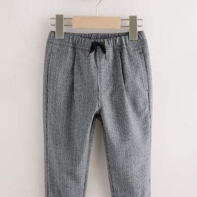 Black/White Grid Check Pull On Smart Trousers