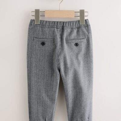 Black/White Grid Check Pull On Smart Trousers