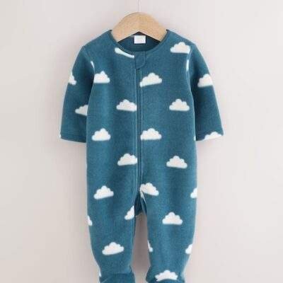 Blue Baby Micro Fleece Two Way Zip Sleepsuits 4 Pack