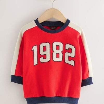 Red 1982 All-Over Print Crew Neck Sweatshirt