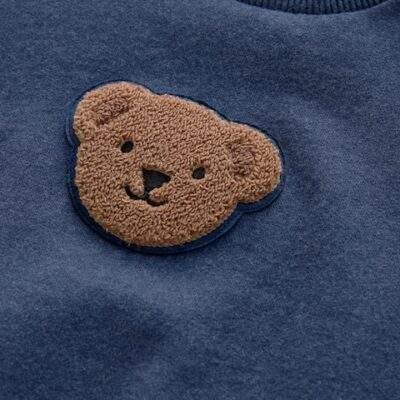 Navy Blue Bear All-Over Print Crew Neck Sweatshirt