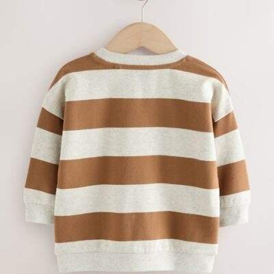 Chocolate Brown/Ecru All-Over Print Crew Neck Sweatshirt