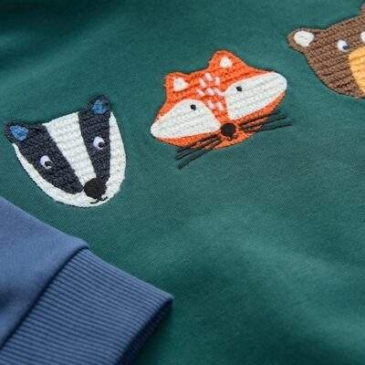 Green Colourblock Long Sleeve Printed Hoodie