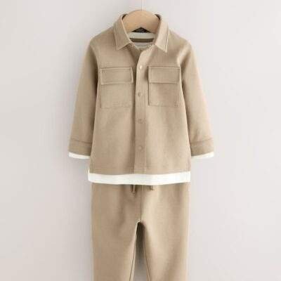 Tan Brown T-Shirt And Joggers 3 Piece Set