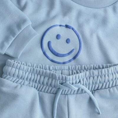 Light Blue Single Printed Crew and Joggers Set