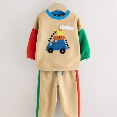 Tan Brown Single Sweatshirt and Joggers Set