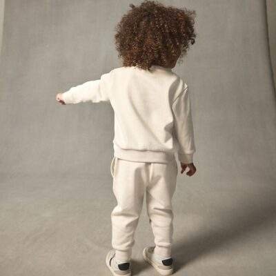 Ecru Off White Logo Sweatshirt And Joggers Set