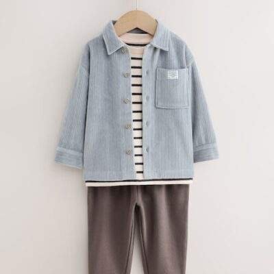 Blue Cord T-Shirt And Joggers 3 Piece Set