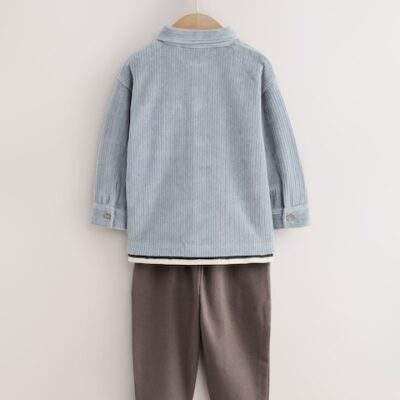 Blue Cord T-Shirt And Joggers 3 Piece Set