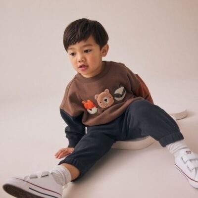 Brown Animal Single Sweatshirt and Joggers Set