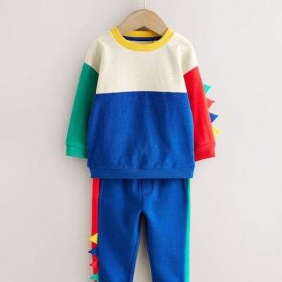 Multi Dino Spikes Long Sleeve Soft Touch T-Shirt and Joggers Set