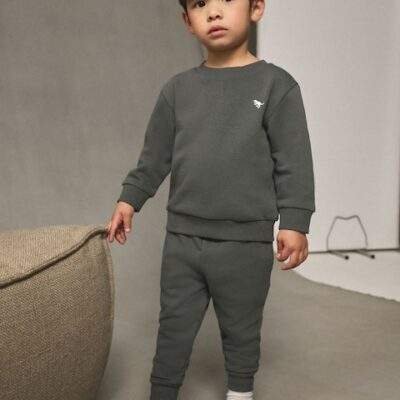 Charcoal Grey Logo Sweatshirt And Joggers Set