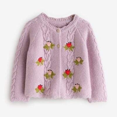 Purple Cath Kidston Floral Cable Cardigan