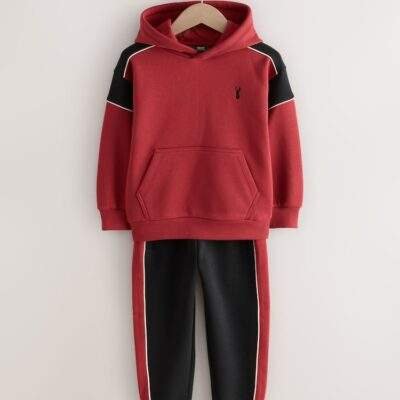 Black/Red Colourblock Hoodie Set