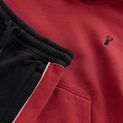 Black/Red Colourblock Hoodie Set
