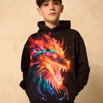 Black Dragon Older Boys Graphic Print Hoodie