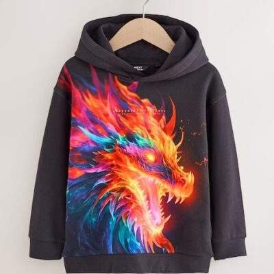 Black Dragon Older Boys Graphic Print Hoodie