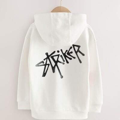 White Football Older Boys Graphic Print Hoodie