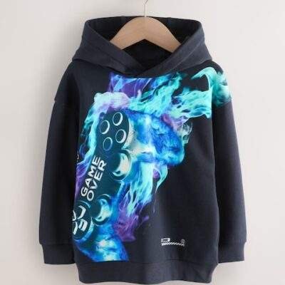 Navy Controller Older Boys Graphic Print Hoodie