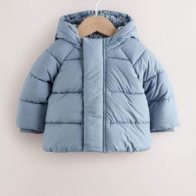 Blue Hooded Baby Puffer Jacket