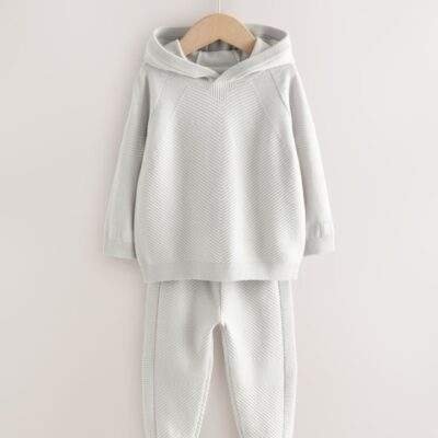 Light Grey Knitted Hoodie and Jogger Set