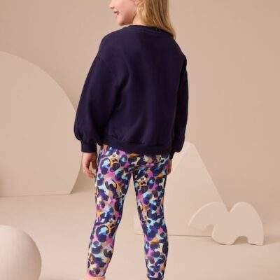Navy Sequin Star Sweatshirt And Leggings Set