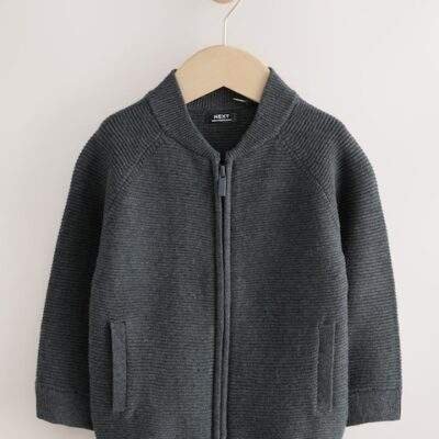 Charcoal Grey Zip Through Cardigan